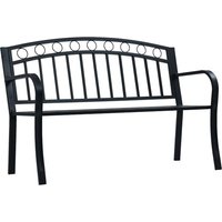 Product photograph of Trisha Steel Garden Seating Bench In Black from Furniture in Fashion