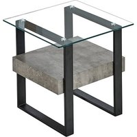 Product photograph of Triton Glass End Table With Light Concrete And Black Metal from Furniture in Fashion