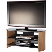 Product photograph of Flare Large Black Glass Tv Stand With Light Oak Wooden Base from Furniture in Fashion