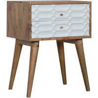 Product photograph of Tufa Wooden Capsule Carved Bedside Cabinet In Oak White 2 Drawer from Furniture in Fashion
