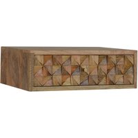Product photograph of Tufa Wooden Wall Hung Diamond Carved Bedside Cabinet In Oak Ish from Furniture in Fashion