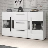 Product photograph of Trail High Gloss Sideboard 2 Doors 3 Drawers In White With Led from Furniture in Fashion