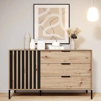 Product photograph of Turin Wooden Sideboard With 1 Door 3 Drawers In Artisan Oak from Furniture in Fashion