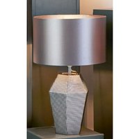 Product photograph of Unique Smoked Glass Table Lamp With Grey Drum Shade from Furniture in Fashion