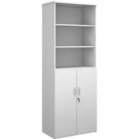 Product photograph of Upton Wooden Combination Storage Cabinet In White With 5 Shelves from Furniture in Fashion