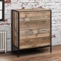 Product photograph of Urbana Wooden Chest Of 4 Drawers In Rustic from Furniture in Fashion