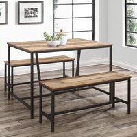 Product photograph of Urbana Wooden Dining Table With 2 Benches In Rustic from Furniture in Fashion