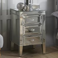 Product photograph of Valence Mirrored Bedside Cabinet With 3 Drawers In Silver from Furniture in Fashion