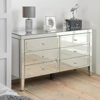 Product photograph of Valence Mirrored Chest Of 6 Drawers In Silver from Furniture in Fashion