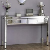 Product photograph of Valence Mirrored Dressing Table With 2 Drawers In Silver from Furniture in Fashion