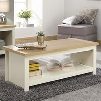 Product photograph of Loftus Wooden Coffee Table With Shelf In Cream from Furniture in Fashion