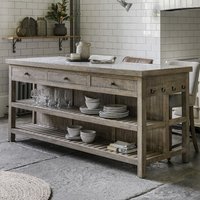 Product photograph of Valletta Marble Top Kitchen Island With 3 Drawers In Natural from Furniture in Fashion