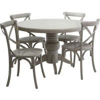 Product photograph of Varmora Wooden Dining Table With 4 Chairs In Grey Wash from Furniture in Fashion