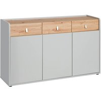 Product photograph of Varna Wooden Sideboard With 3 Doors 3 Drawers In Pearl Grey from Furniture in Fashion