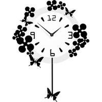 Product photograph of Veeto Butterfly Pendulum Wall Clock In Black And White from Furniture in Fashion