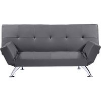 Product photograph of Venice Faux Leather Sofa Bed In Grey With Chrome Metal Legs from Furniture in Fashion