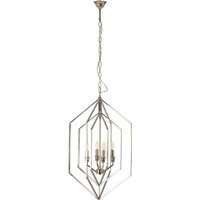 Product photograph of Venik Hexagonal 4 Lights Chandelier Ceiling Light In Nickel from Furniture in Fashion