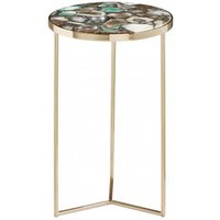 Product photograph of Sauna Round Agate Side Table With Gold Steel Frame In Green from Furniture in Fashion