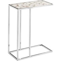 Product photograph of Sauna Agate Side Table With Silver Steel Frame In White from Furniture in Fashion