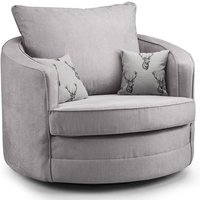 Product photograph of Verna Fullback Fabric Swivel Armchair In Grey from Furniture in Fashion