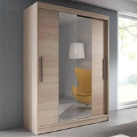 Product photograph of Vernal Wooden Wardrobe With 2 Sliding Doors In Sonoma Oak from Furniture in Fashion