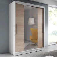 Product photograph of Vernal Wooden Wardrobe With 2 Sliding Doors In White And Oak from Furniture in Fashion