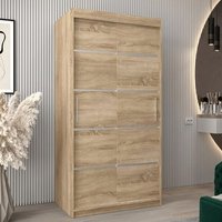 Product photograph of Vevey I Wooden Wardrobe 2 Sliding Doors 100cm In Sonoma Oak from Furniture in Fashion