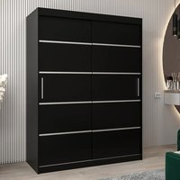 Product photograph of Vevey I Wooden Wardrobe 2 Sliding Doors 150cm In Black from Furniture in Fashion