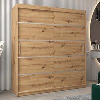 Product photograph of Vevey I Wooden Wardrobe 2 Sliding Doors 180cm In Artisan Oak from Furniture in Fashion