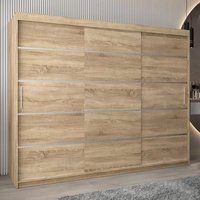 Product photograph of Vevey I Wooden Wardrobe 3 Sliding Doors 250cm In Sonoma Oak from Furniture in Fashion