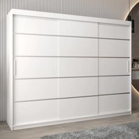 Product photograph of Vevey I Wooden Wardrobe 3 Sliding Doors 250cm In White from Furniture in Fashion
