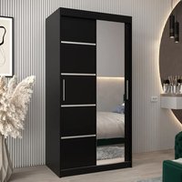 Product photograph of Vevey Ii Mirrored Wardrobe 2 Sliding Doors 100cm In Black from Furniture in Fashion