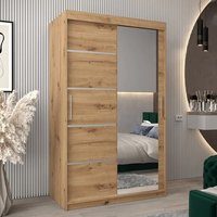 Product photograph of Vevey Ii Mirrored Wardrobe 2 Sliding Doors 120cm In Artisan Oak from Furniture in Fashion