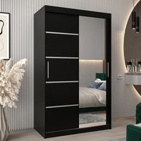 Product photograph of Vevey Ii Mirrored Wardrobe 2 Sliding Doors 120cm In Black from Furniture in Fashion
