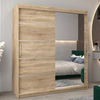 Product photograph of Vevey Ii Mirrored Wardrobe 2 Sliding Doors 180cm In Sonoma Oak from Furniture in Fashion