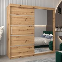 Product photograph of Vevey Ii Mirrored Wardrobe 2 Sliding Doors 200cm In Artisan Oak from Furniture in Fashion