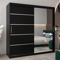 Product photograph of Vevey Ii Mirrored Wardrobe 2 Sliding Doors 200cm In Black from Furniture in Fashion