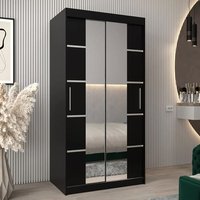 Product photograph of Vevey Iii Mirrored Wardrobe 2 Sliding Doors 100cm In Black from Furniture in Fashion