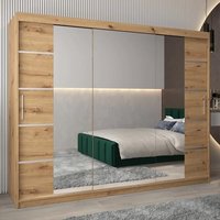 Product photograph of Vevey Iii Mirrored Wardrobe 3 Sliding Doors 250cm In Artisan Oak from Furniture in Fashion
