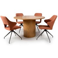 Product photograph of Vevey Dining Table In Natural Oak With 4 Vercelli Brick Chairs from Furniture in Fashion