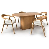 Product photograph of Vevey Dining Table Oval In Natural Oak With 4 Hvar Oak Chairs from Furniture in Fashion