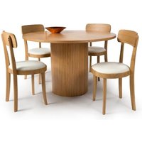 Product photograph of Vevey Wooden Dining Table Round In Natural Oak With 4 Chairs from Furniture in Fashion