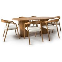 Product photograph of Vevey Dining Table Oval In Natural Oak With 6 Hvar Oak Chairs from Furniture in Fashion