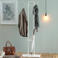 Product photograph of Vicksburg Metal Coat Rack With Umbrella Stand In White from Furniture in Fashion