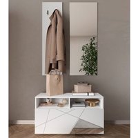 Product photograph of Victoria Mirrored High Gloss Hallway Furniture Set In White from Furniture in Fashion