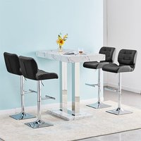 Product photograph of Caprice Vida Marble Effect Gloss Bar Table 4 Candid Black Stools from Furniture in Fashion