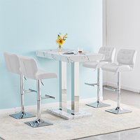 Product photograph of Caprice Vida Marble Effect Gloss Bar Table 4 Candid White Stools from Furniture in Fashion