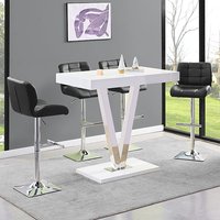 Product photograph of Vienna White High Gloss Bar Table With 4 Candid Black Stools from Furniture in Fashion