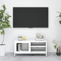 Product photograph of Voss Steel Tv Stand With 1 Door In White from Furniture in Fashion