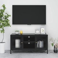 Product photograph of Voss Steel Tv Stand With 2 Doors In Black from Furniture in Fashion